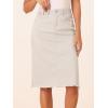 image:imageAllegra K Womens Casual Jean Skirt Back Slit Raw Hem Stretch High Waist Denim SkirtsOyster White