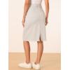 image:imageAllegra K Womens Casual Jean Skirt Back Slit Raw Hem Stretch High Waist Denim SkirtsOyster White