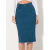 image:imageAllegra K Womens Casual Jean Skirt Back Slit Raw Hem Stretch High Waist Denim SkirtsPeacock Blue