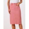 image:imageAllegra K Womens Casual Jean Skirt Back Slit Raw Hem Stretch High Waist Denim SkirtsPink