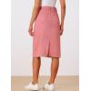 image:imageAllegra K Womens Casual Jean Skirt Back Slit Raw Hem Stretch High Waist Denim SkirtsPink