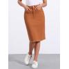image:imageAllegra K Womens Casual Jean Skirt Back Slit Raw Hem Stretch High Waist Denim SkirtsRust Brown