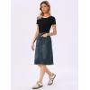image:imageAllegra K Womens Casual Jean Skirt Back Slit Raw Hem Stretch High Waist Denim SkirtsVintage Grey Blue
