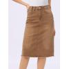 image:imageAllegra K Womens Casual Jean Skirt Back Slit Raw Hem Stretch High Waist Denim SkirtsWashed Brown