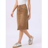 image:imageAllegra K Womens Casual Jean Skirt Back Slit Raw Hem Stretch High Waist Denim SkirtsWashed Brown