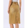 image:imageAllegra K Womens Casual Jean Skirt Back Slit Raw Hem Stretch High Waist Denim SkirtsWashed Khaki
