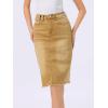 image:imageAllegra K Womens Casual Jean Skirt Back Slit Raw Hem Stretch High Waist Denim SkirtsWashed Khaki