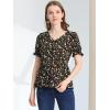 image:imageAllegra K Womens Floral Peasant Peplum Top Ruffle Hem Short Sleeve VNeck Summer BlouseBlack