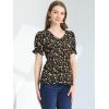 image:imageAllegra K Womens Floral Peasant Peplum Top Ruffle Hem Short Sleeve VNeck Summer BlouseBlack