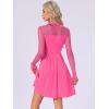 image:imageAllegra K Womens Heart Mesh Sheer Long Sleeve Gothic Cocktail Wedding Guest Skater Party Short DressHot Pink
