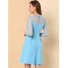 image:imageAllegra K Womens Heart Mesh Sheer Long Sleeve Gothic Cocktail Wedding Guest Skater Party Short DressLight Blue