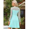 image:imageAllegra K Womens Heart Mesh Sheer Long Sleeve Gothic Cocktail Wedding Guest Skater Party Short DressLight Green
