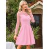 image:imageAllegra K Womens Heart Mesh Sheer Long Sleeve Gothic Cocktail Wedding Guest Skater Party Short DressLight Pink