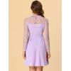 image:imageAllegra K Womens Heart Mesh Sheer Long Sleeve Gothic Cocktail Wedding Guest Skater Party Short DressLight Purple