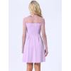image:imageAllegra K Womens Heart Mesh Sheer Long Sleeve Gothic Cocktail Wedding Guest Skater Party Short DressLight Purple