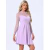 image:imageAllegra K Womens Heart Mesh Sheer Long Sleeve Gothic Cocktail Wedding Guest Skater Party Short DressLight Purple