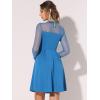 image:imageAllegra K Womens Heart Mesh Sheer Long Sleeve Gothic Cocktail Wedding Guest Skater Party Short DressPeacock Blue