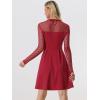 image:imageAllegra K Womens Heart Mesh Sheer Long Sleeve Gothic Cocktail Wedding Guest Skater Party Short DressRed