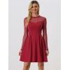 image:imageAllegra K Womens Heart Mesh Sheer Long Sleeve Gothic Cocktail Wedding Guest Skater Party Short DressRed