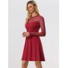 image:imageAllegra K Womens Heart Mesh Sheer Long Sleeve Gothic Cocktail Wedding Guest Skater Party Short DressRed