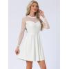 image:imageAllegra K Womens Heart Mesh Sheer Long Sleeve Gothic Cocktail Wedding Guest Skater Party Short DressWhite