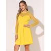 image:imageAllegra K Womens Heart Mesh Sheer Long Sleeve Gothic Cocktail Wedding Guest Skater Party Short DressYellow