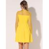 image:imageAllegra K Womens Heart Mesh Sheer Long Sleeve Gothic Cocktail Wedding Guest Skater Party Short DressYellow