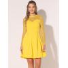 image:imageAllegra K Womens Heart Mesh Sheer Long Sleeve Gothic Cocktail Wedding Guest Skater Party Short DressYellow