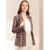 image:imageAllegra K Womens Notched Lapel One Button Boyfriend Blazer Suit Houndstooth Work Office Blazers JacketBrown Red