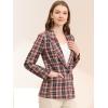 image:imageAllegra K Womens Notched Lapel One Button Boyfriend Blazer Suit Houndstooth Work Office Blazers JacketBrown Red