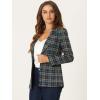 image:imageAllegra K Womens Notched Lapel One Button Boyfriend Blazer Suit Houndstooth Work Office Blazers JacketGreen Blue