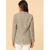 image:imageAllegra K Womens Notched Lapel One Button Boyfriend Blazer Suit Houndstooth Work Office Blazers JacketKhaki
