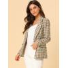 image:imageAllegra K Womens Notched Lapel One Button Boyfriend Blazer Suit Houndstooth Work Office Blazers JacketKhaki