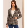 image:imageAllegra K Womens Notched Lapel One Button Boyfriend Blazer Suit Houndstooth Work Office Blazers JacketLight Brown
