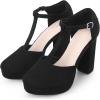 image:imageAllegra K Womens Platform Chunky Heel Mary Janes Pumps Retro TStrap Round Toe Ankle Strap Dress Heels PumpBlack