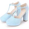image:imageAllegra K Womens Platform Chunky Heel Mary Janes Pumps Retro TStrap Round Toe Ankle Strap Dress Heels PumpLight Blue
