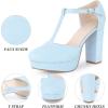image:imageAllegra K Womens Platform Chunky Heel Mary Janes Pumps Retro TStrap Round Toe Ankle Strap Dress Heels PumpLight Blue