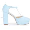 image:imageAllegra K Womens Platform Chunky Heel Mary Janes Pumps Retro TStrap Round Toe Ankle Strap Dress Heels PumpLight Blue