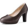 image:imageAllegra K Womens Round Toe Chunky Heel Platform PumpsDark Brown