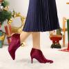 image:imageAllegra K Womens V Cutout Pointed Toe Heel Ankle BootsMarron