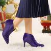 image:imageAllegra K Womens V Cutout Pointed Toe Heel Ankle BootsPurple