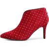 image:imageAllegra K Womens V Cutout Pointed Toe Heel Ankle BootsRed