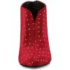 image:imageAllegra K Womens V Cutout Pointed Toe Heel Ankle BootsRed
