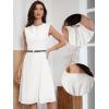 image:imageAllegra K Work Dress for Women Sleeveless Button Decor Belted A Line Business Casual DressesCream White