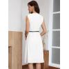 image:imageAllegra K Work Dress for Women Sleeveless Button Decor Belted A Line Business Casual DressesCream White