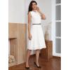 image:imageAllegra K Work Dress for Women Sleeveless Button Decor Belted A Line Business Casual DressesCream White