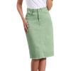 image:imageAllegra K Womens Casual Jean Skirt Back Slit Raw Hem Stretch High Waist Denim SkirtsLight Green