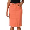 image:imageAllegra K Womens Casual Jean Skirt Back Slit Raw Hem Stretch High Waist Denim SkirtsRed Orange