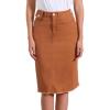 image:imageAllegra K Womens Casual Jean Skirt Back Slit Raw Hem Stretch High Waist Denim SkirtsRust Brown