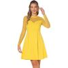 image:imageAllegra K Womens Heart Mesh Sheer Long Sleeve Gothic Cocktail Wedding Guest Skater Party Short DressYellow